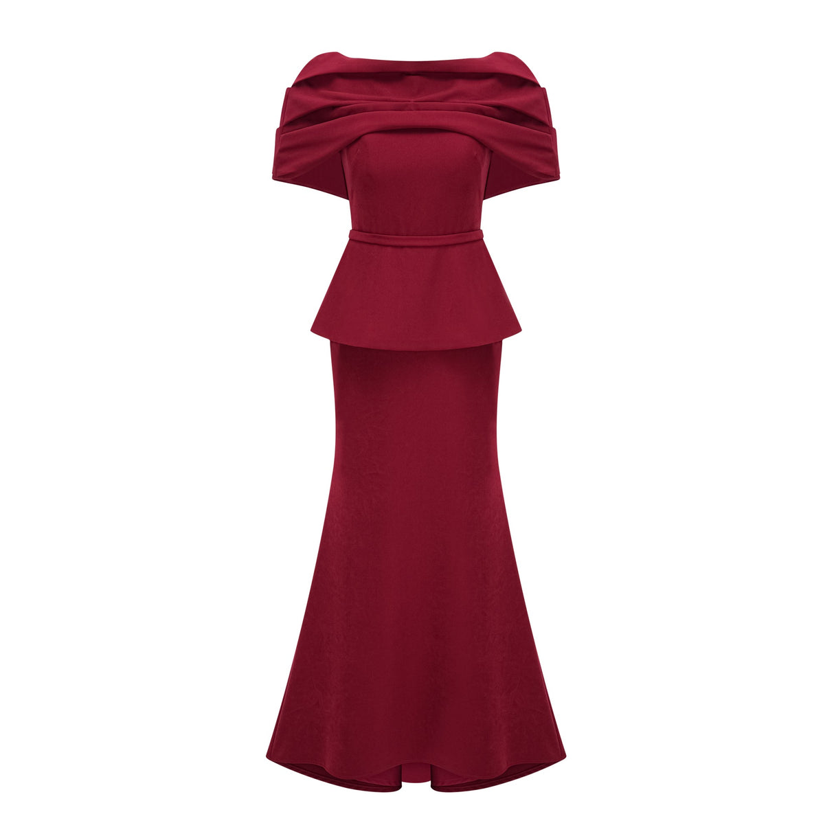 Aurohaya Lauren Red Ruched Shawl Detail Maxi Dress