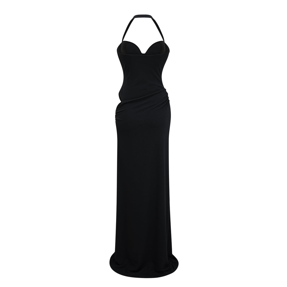 Aurohaya Kaelin Black Halterneck Cut Out Maxi Dress