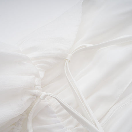 Aurohaya Quincie white shirred flounced mini dress
