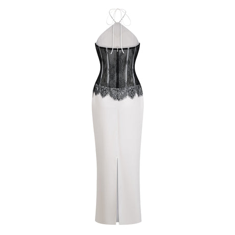 Aurohaya Mirabeau White Cut-out Lace Maxi Dress