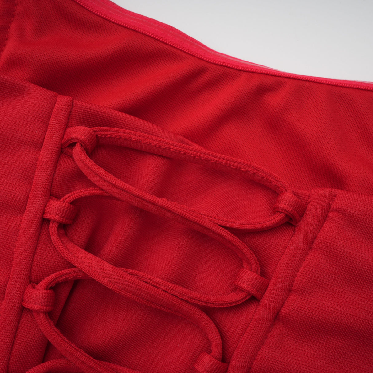 Aurohaya Berit Red Scarf Off Shoulder Ruched Maxi Dress