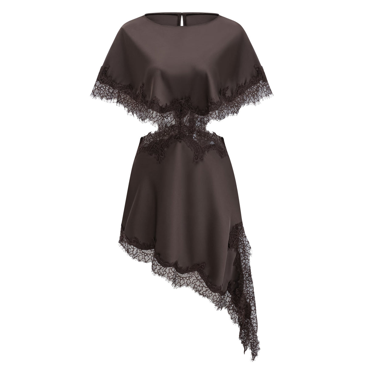 Aurohaya Henrik Brown Lace Trim Dress