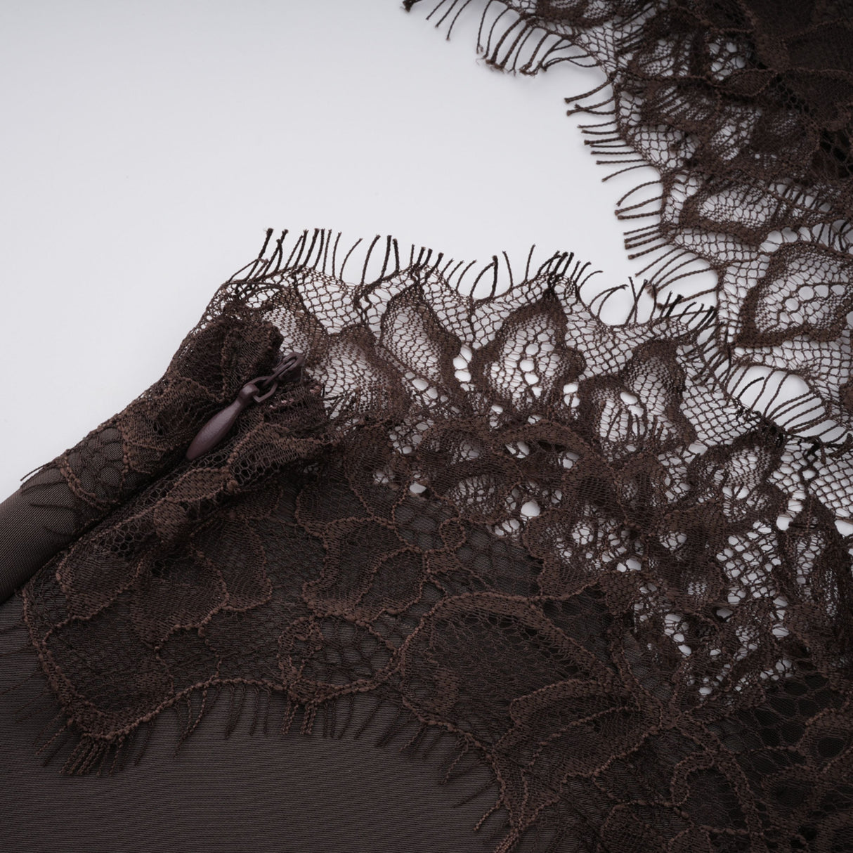 Aurohaya Henrik Brown Lace Trim Dress