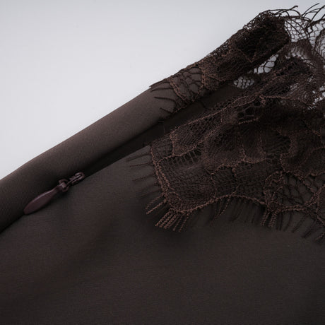 Aurohaya Henrik Brown Lace Trim Dress
