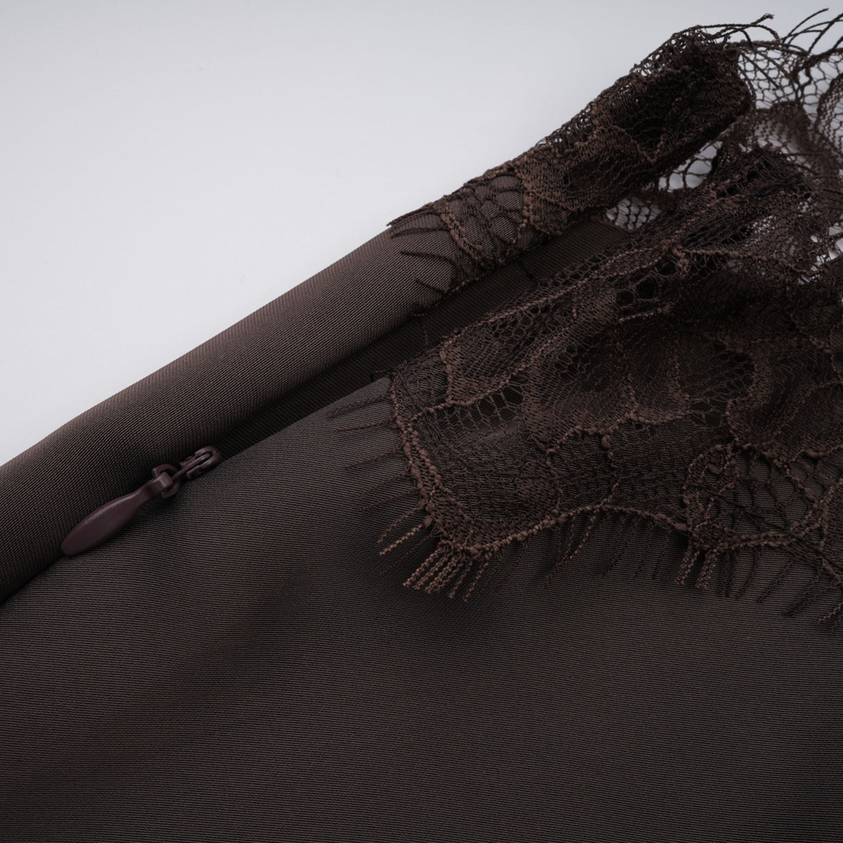 Aurohaya Henrik Brown Lace Trim Dress