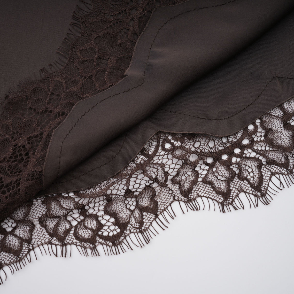 Aurohaya Henrik Brown Lace Trim Dress
