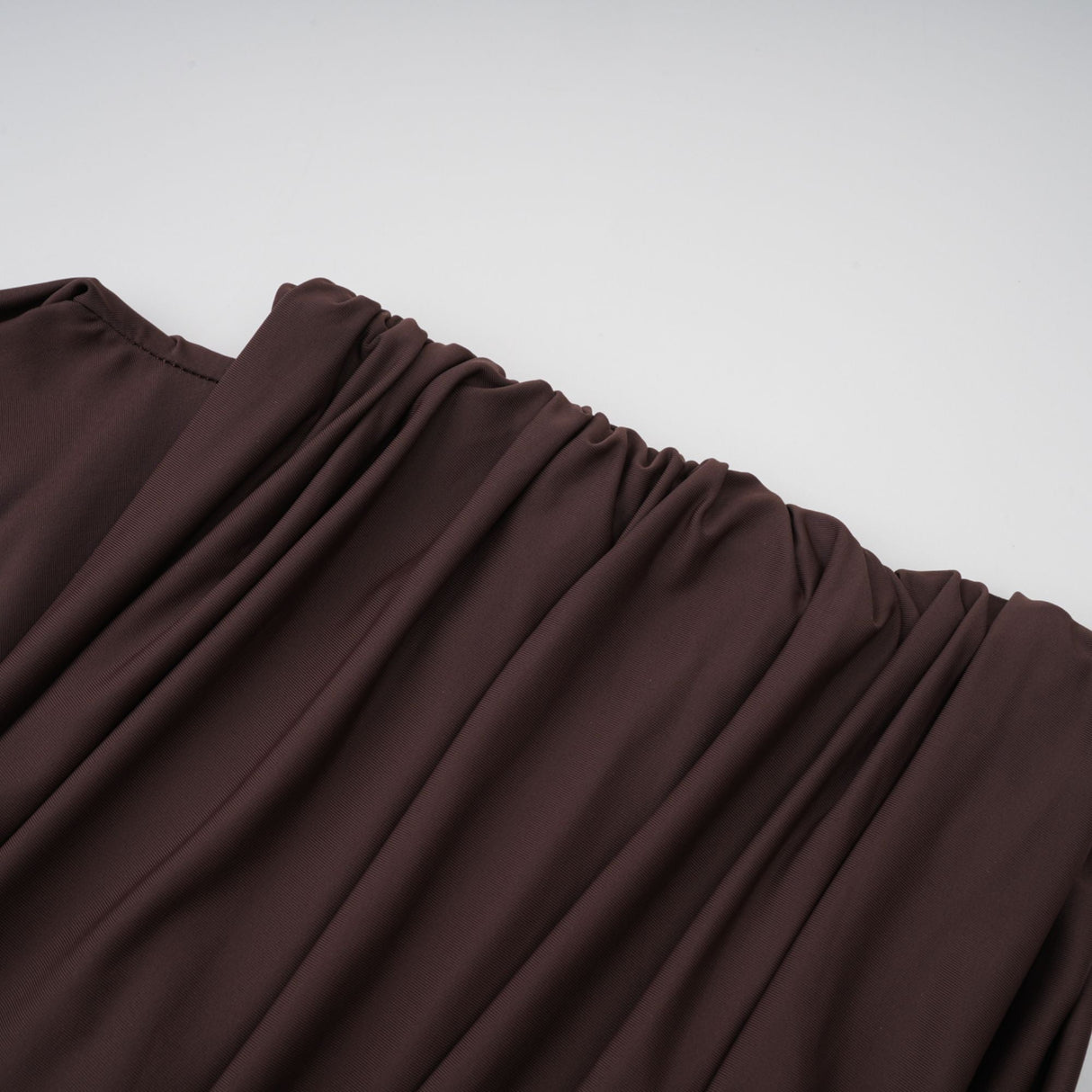 Aurohaya Fée Brown Asymmetrical Ruched Mini Dress