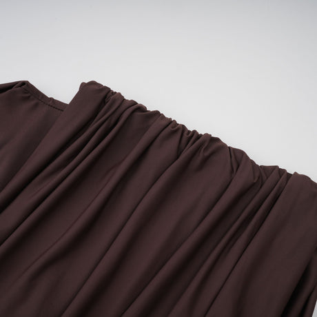 Aurohaya Fée Brown Asymmetrical Ruched Mini Dress