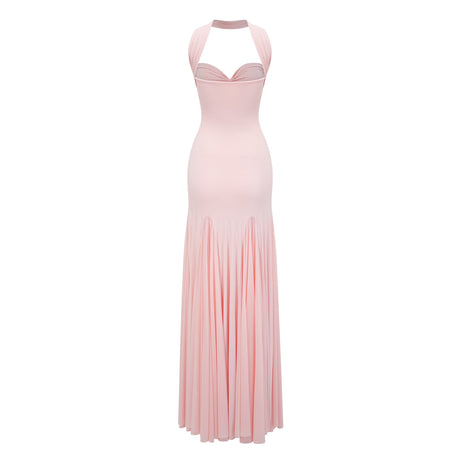 Aurohaya Rêverie Pink Sweetheart Neck Maxi Dress