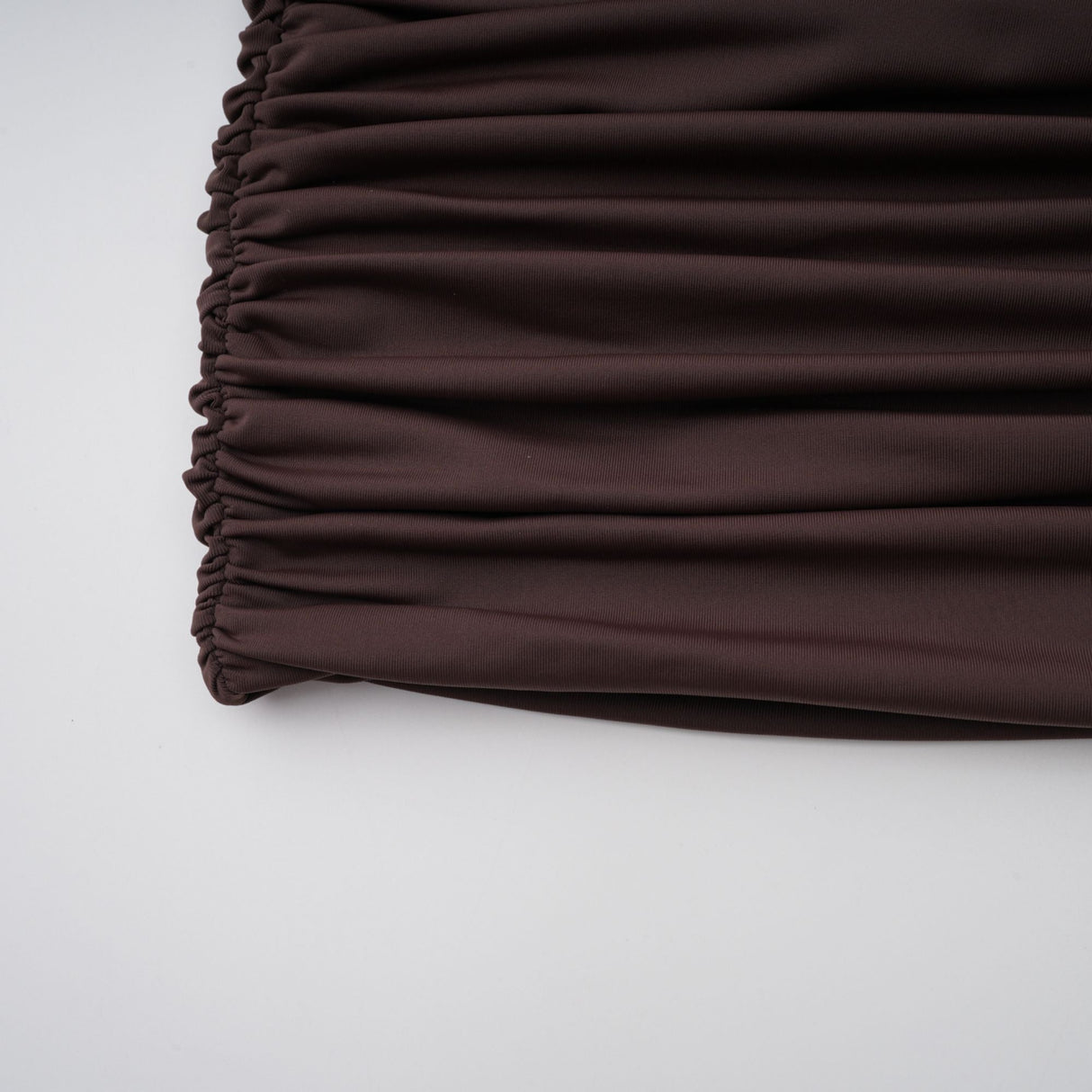 Aurohaya Fée Brown Asymmetrical Ruched Mini Dress