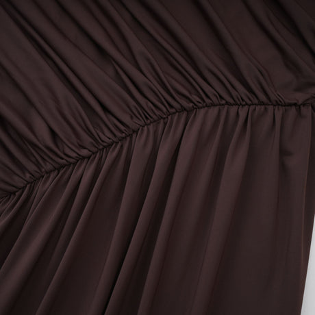 Aurohaya Fée Brown Asymmetrical Ruched Mini Dress