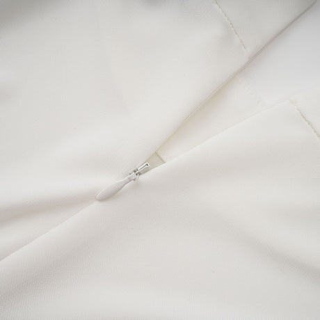 Aurohaya Mystérieuse White Turtleneck Draped Maxi Dress