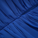 Faustine Blue Cape Design Ruched Maxi Dress