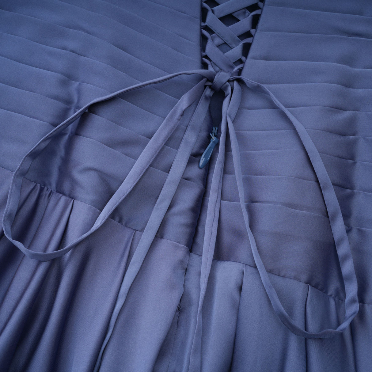 Aurohaya Angelína Blue Diagonal Pleated Gathered Maxi Gown