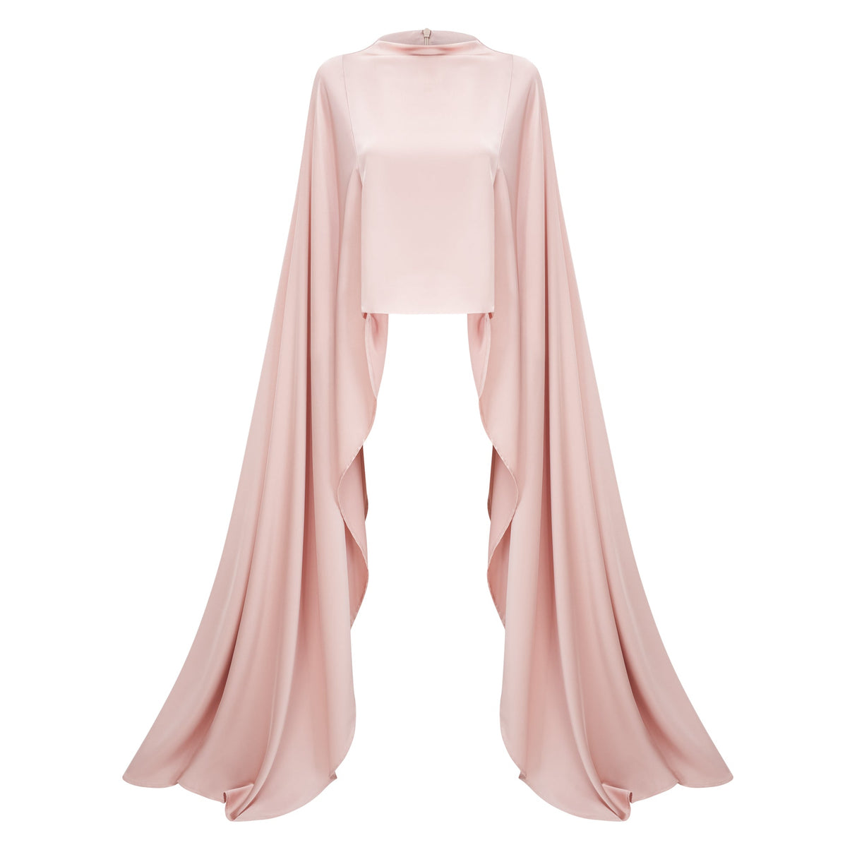 Aurohaya Everleigh Champagne Satin Top & Skirt Set With Cape Detail