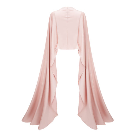 Aurohaya Everleigh Champagne Satin Top & Skirt Set With Cape Detail