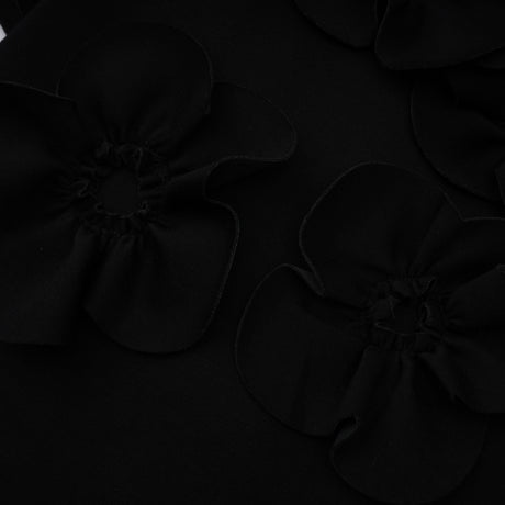 Aurohaya Isidora Black Bowknot Floral Appliqué Maxi Dress