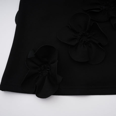 Aurohaya Isidora Black Bowknot Floral Appliqué Maxi Dress