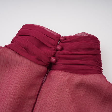 Aurohaya Théa Burgundy Asymmetrical Ruched Mini Dress