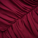 Théa Burgundy Asymmetrical Ruched Mini Dress