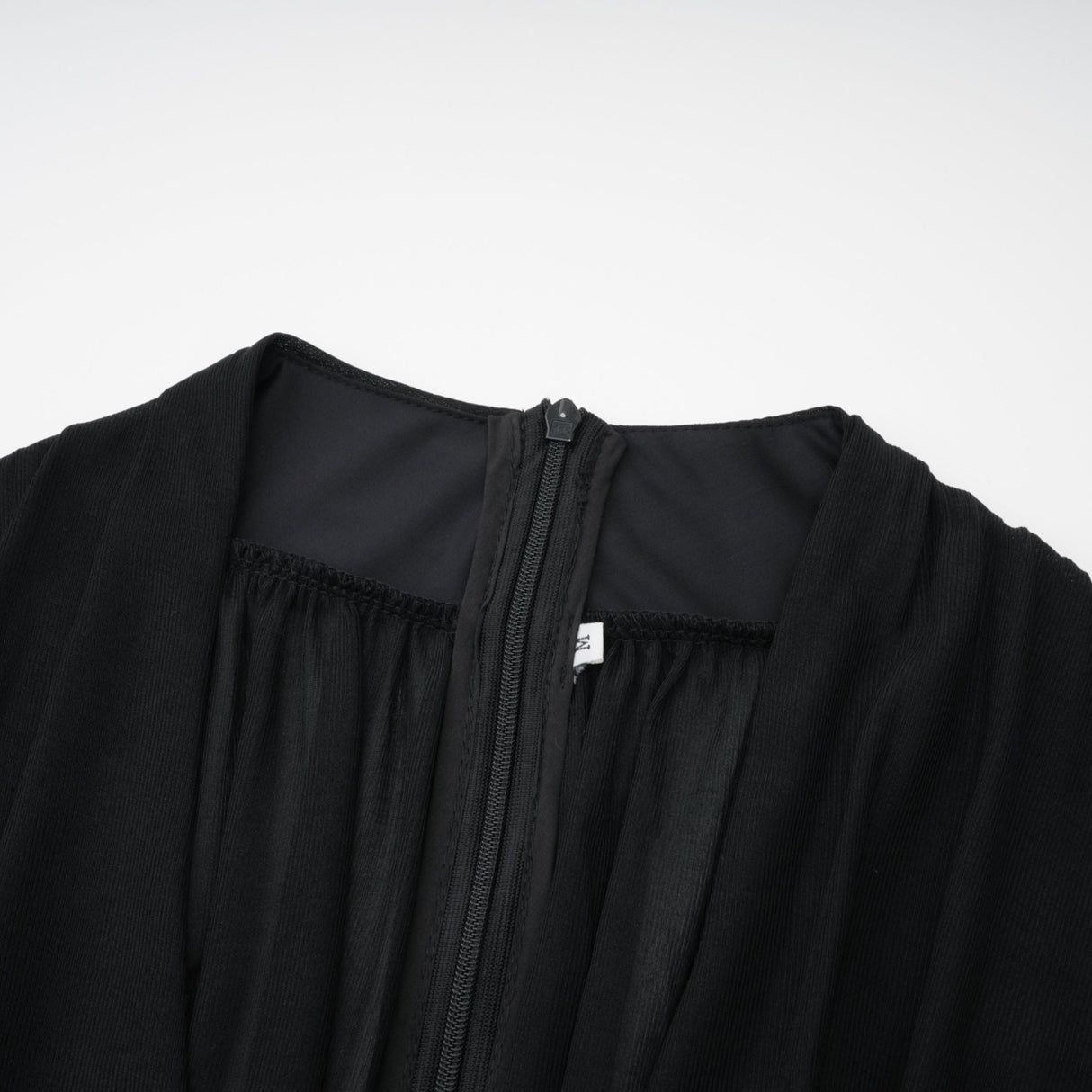 Aurohaya Greta Black Ruched Sheer Mesh Maxi Dress