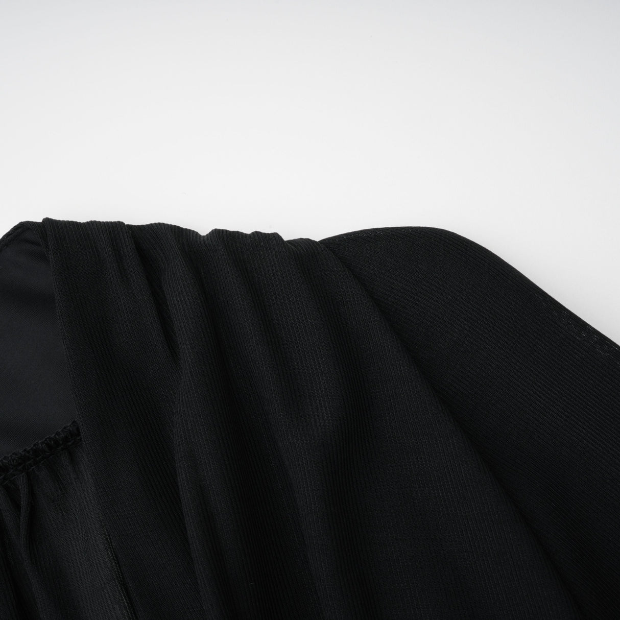 Aurohaya Greta Black Ruched Sheer Mesh Maxi Dress