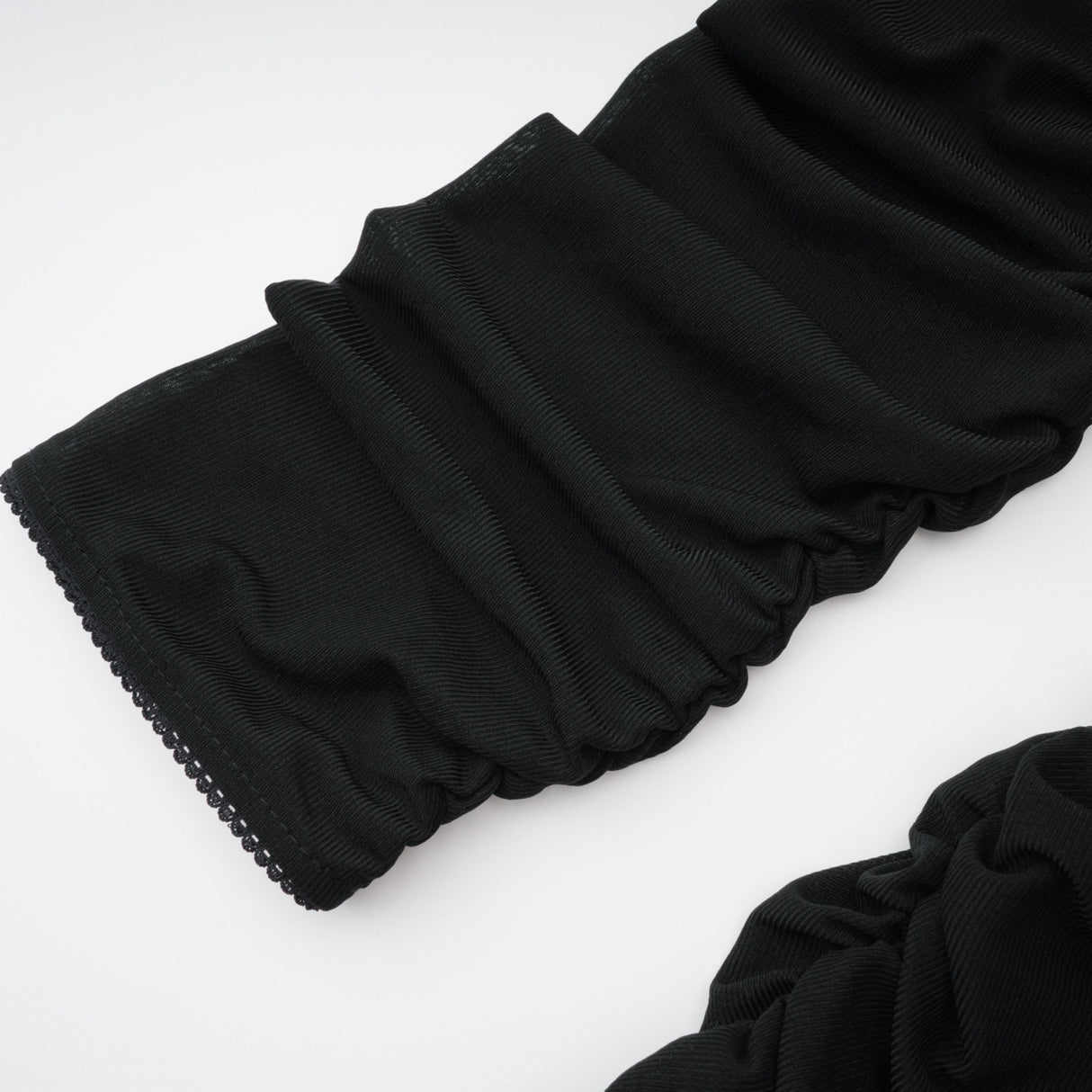 Aurohaya Greta Black Ruched Sheer Mesh Maxi Dress