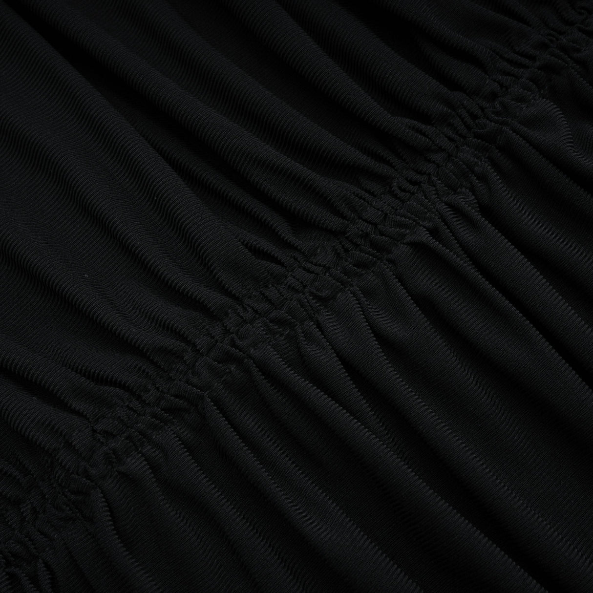 Aurohaya Greta Black Ruched Sheer Mesh Maxi Dress