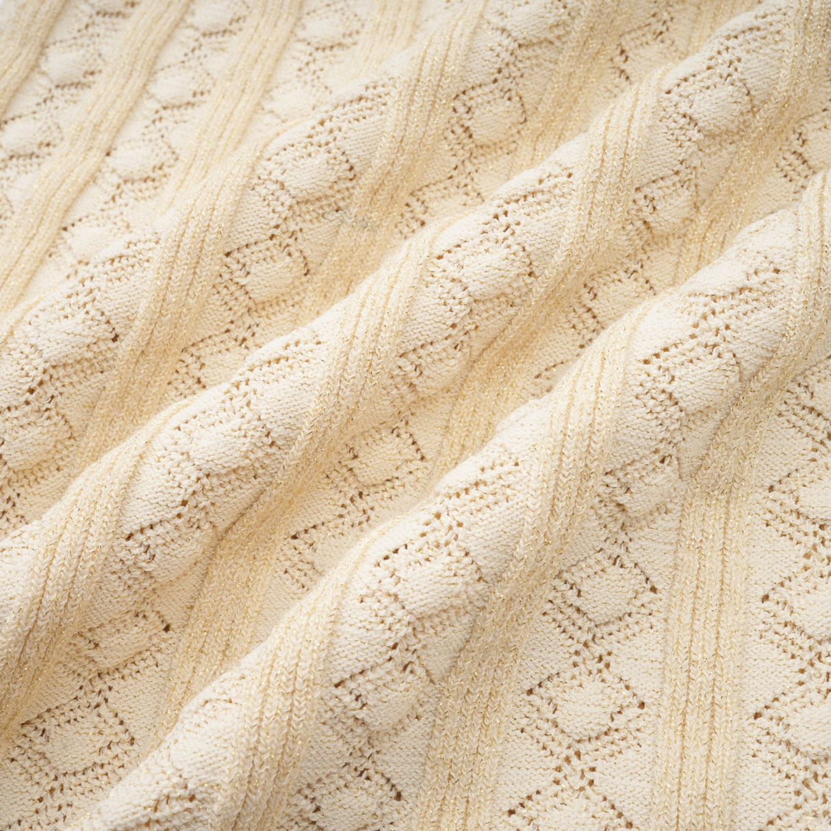 Aurohaya Élodie knitted long-sleeve midi dress in Neutrals