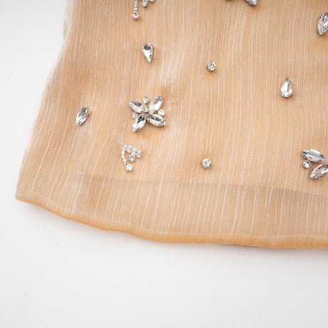 Aurohaya Adelina gold crystal-embellished panelled mini dress
