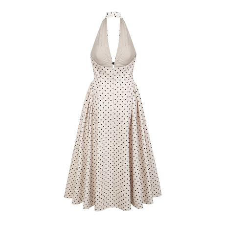 Aurohaya Estelle White Polka Dot Midi Dress