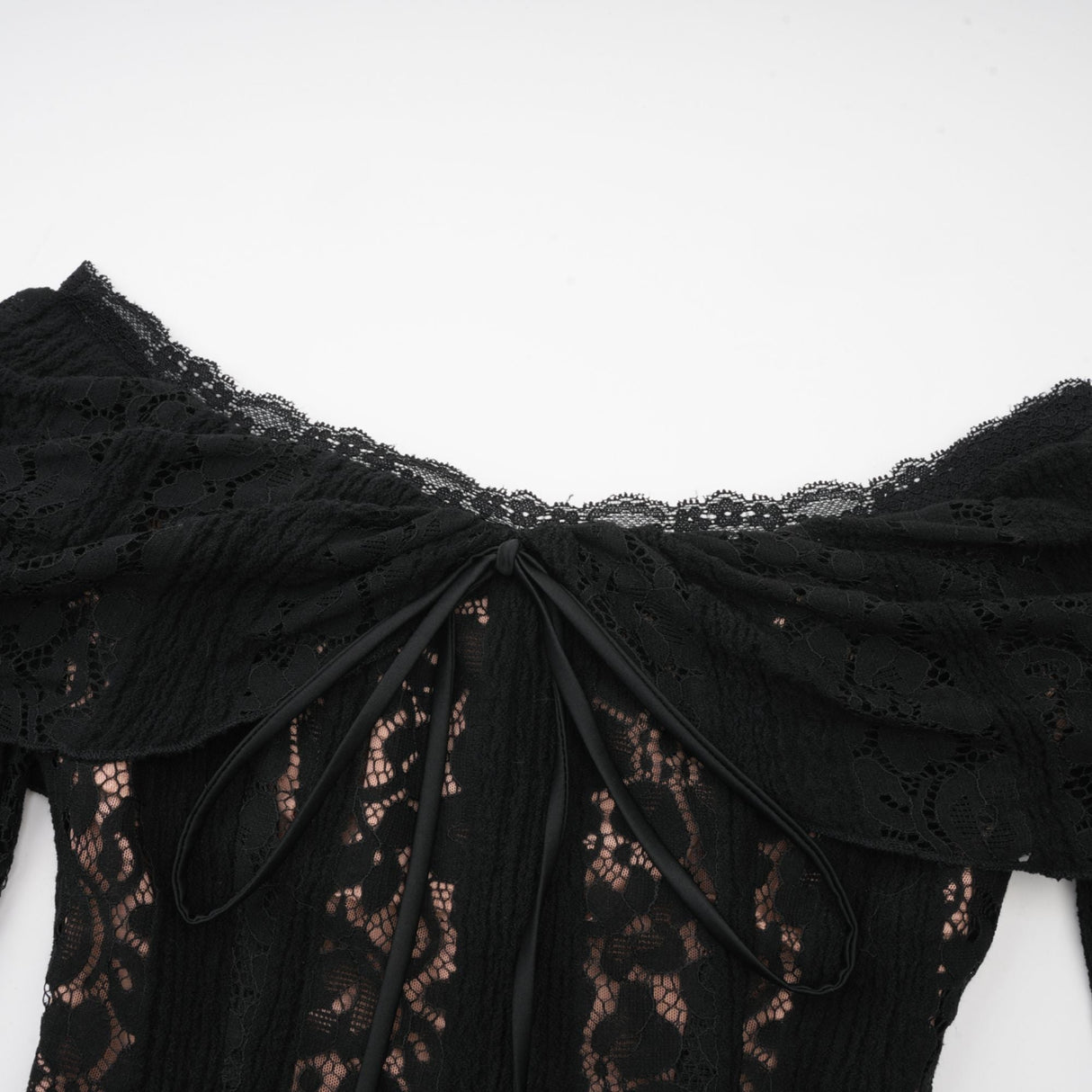 Aurohaya Émeline floral lace flared-cuff midi dress in Black