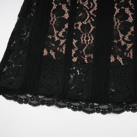 Aurohaya Émeline floral lace flared-cuff midi dress in Black