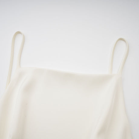 Aurohaya Lyna White Satin Ruffled Mini Dress with Shawl Panel Detail
