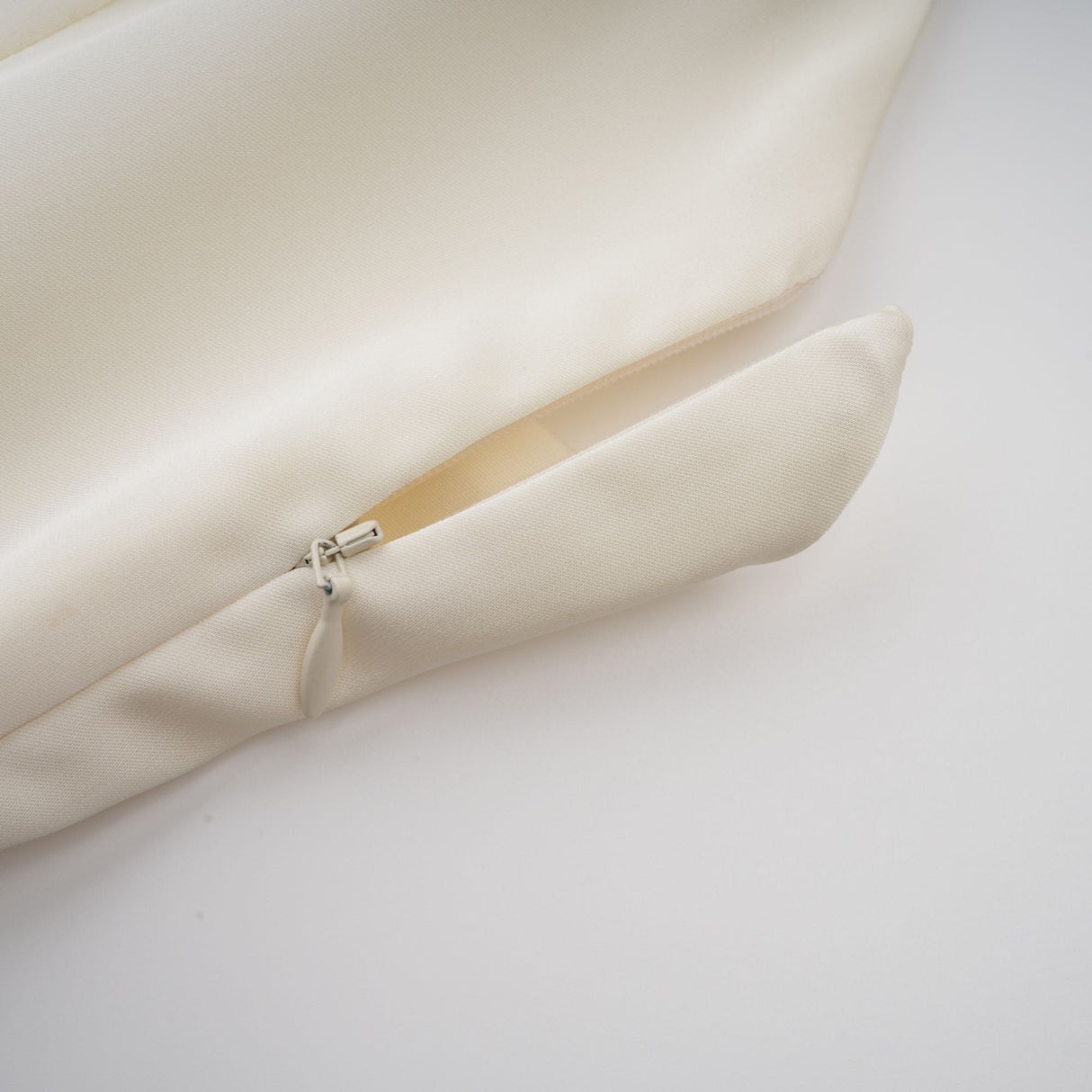 Aurohaya Lyna White Satin Ruffled Mini Dress with Shawl Panel Detail