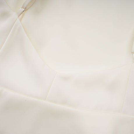 Aurohaya Lyna White Satin Ruffled Mini Dress with Shawl Panel Detail