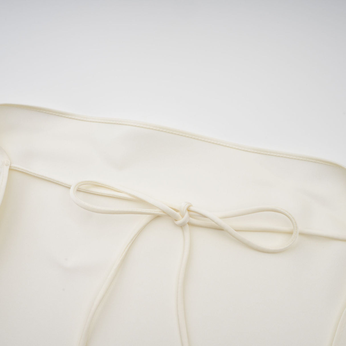 Aurohaya Lyna White Satin Ruffled Mini Dress with Shawl Panel Detail