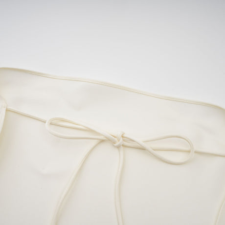 Aurohaya Lyna White Satin Ruffled Mini Dress with Shawl Panel Detail