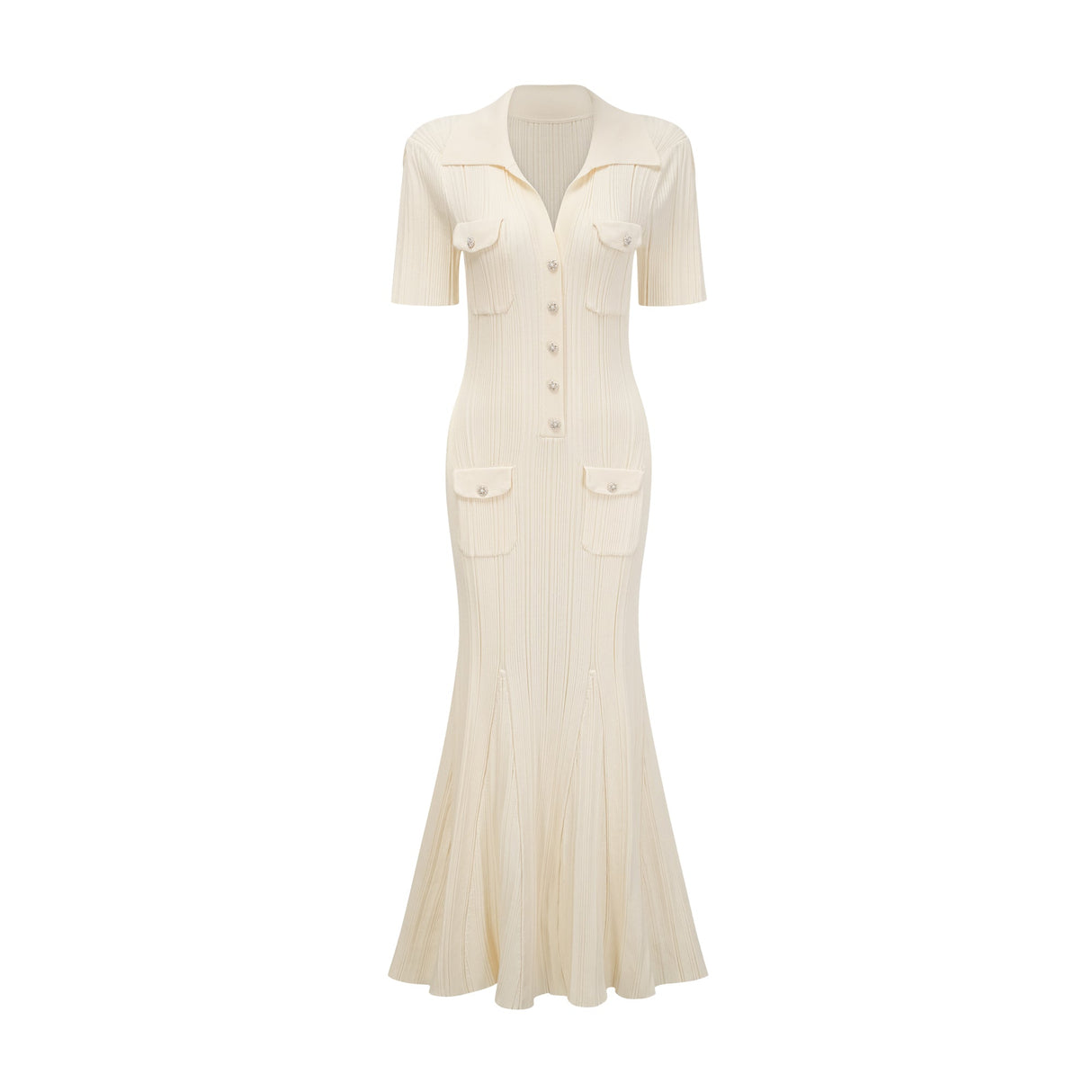 Aurohaya Nouria neutrals ribbed-knit midi dress