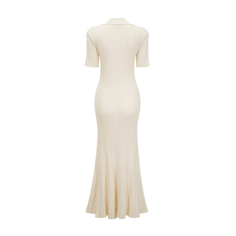Aurohaya Nouria neutrals ribbed-knit midi dress