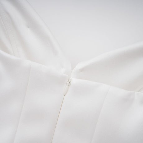 Aurohaya Alba White Barrel Waist Corset Maxi Dress