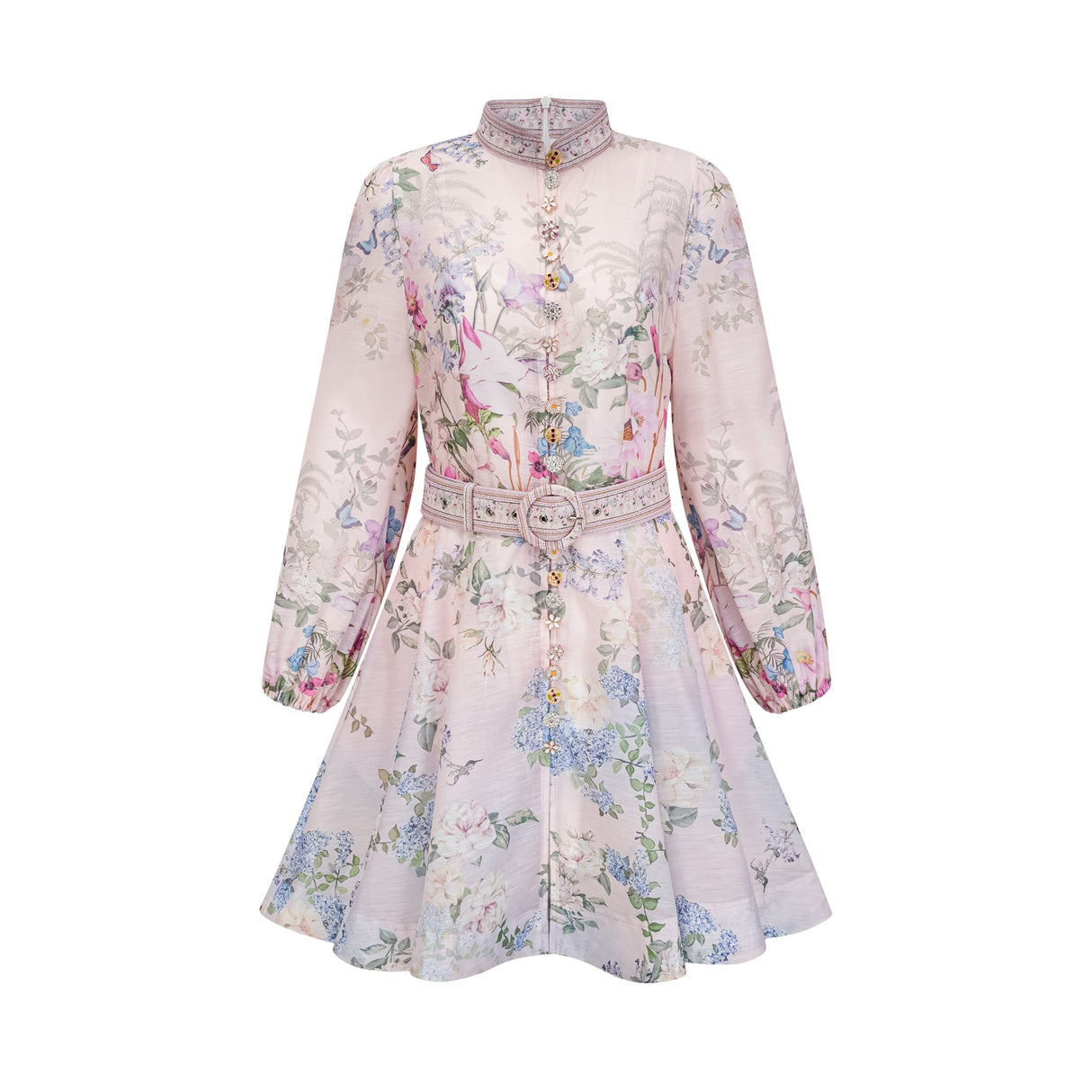 Aurohaya Fabienne light-pink floral-print mini dress