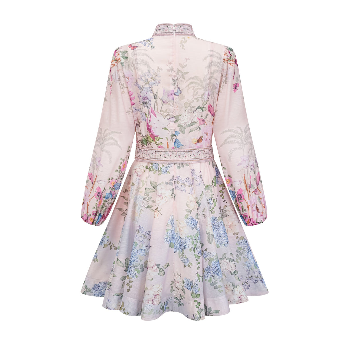 Aurohaya Fabienne light-pink floral-print mini dress