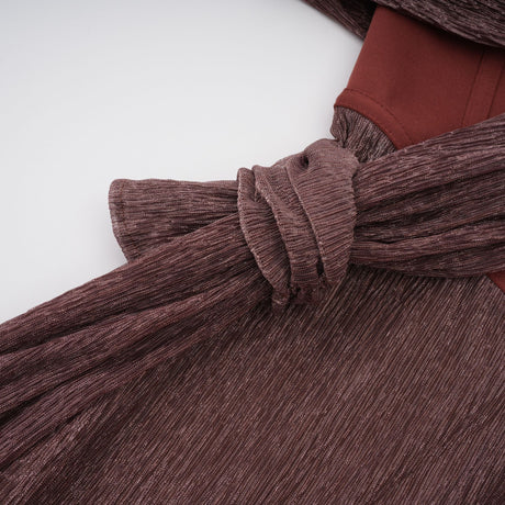 Aurohaya Delphine ribbon-design corset maxi dress in Brown