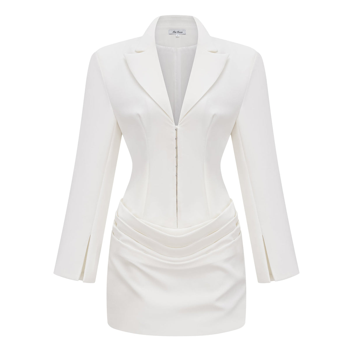 Aurohaya Rosette White Ruched Blazer Mini Dress
