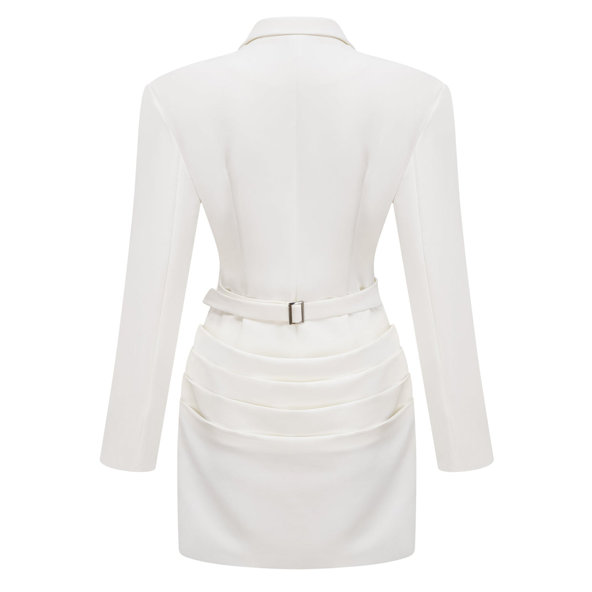 Aurohaya Rosette White Ruched Blazer Mini Dress