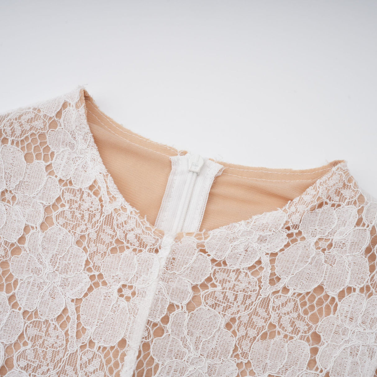 Aurohaya Bronte White Pleated Floral Lace Midi Dress
