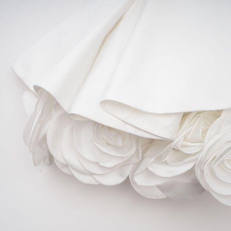 Aurohaya Maëlys white petal-layered strapless corset mini dress