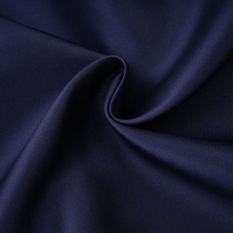 Aurohaya Fern Navy Blue Satin Panel Knit Midi Dress