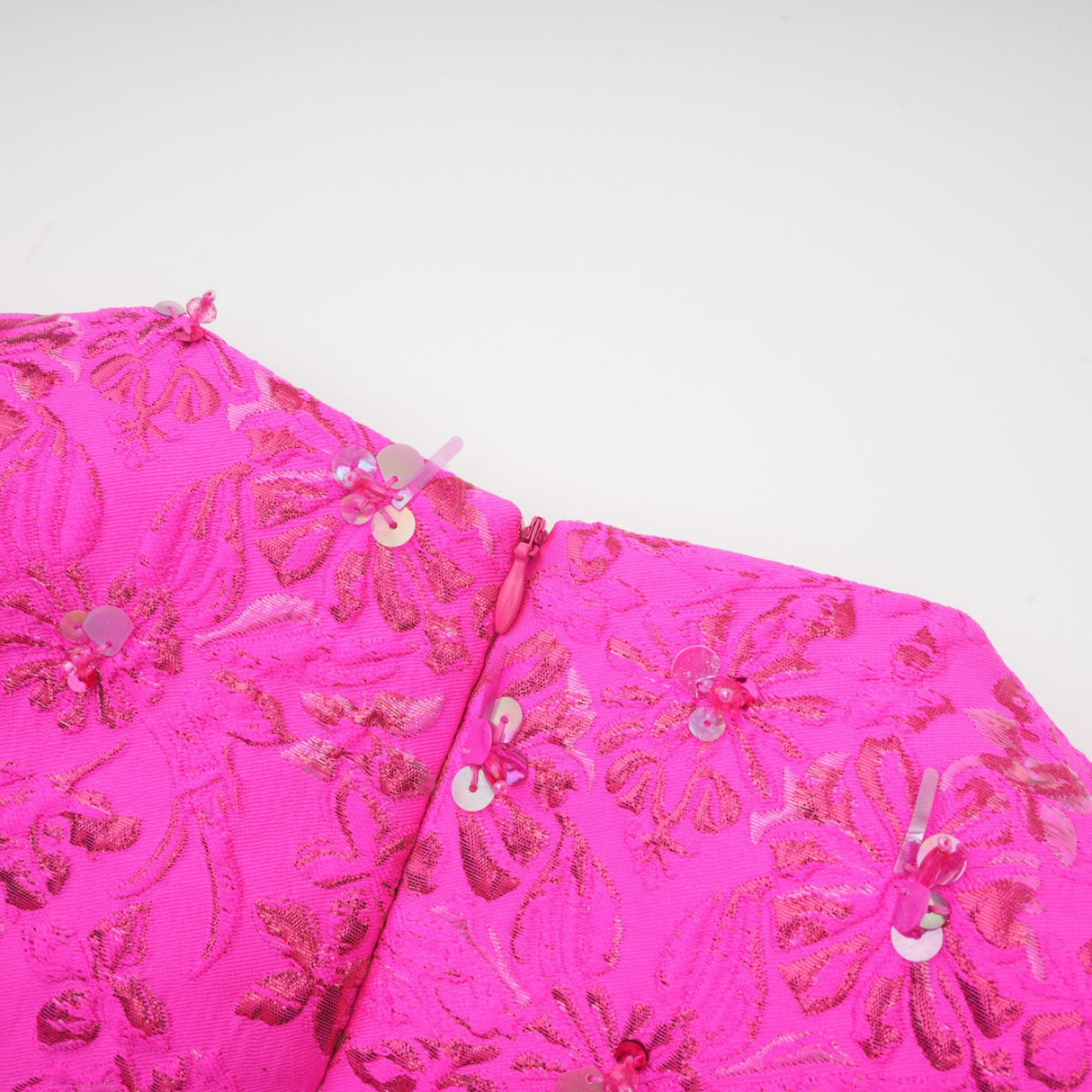 Aurohaya Celestia Floral-Appliqué Embellished Mini Dress in Pink